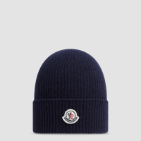 Moncler Cashmere & Wool Beanie Navy Blue Moncler Cashmere & Wool Beanie Navy Blue