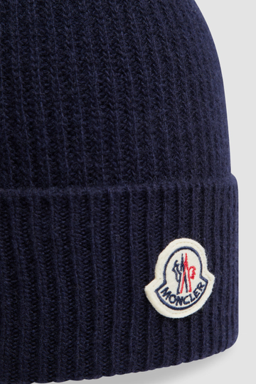 Moncler Cashmere & Wool Beanie Navy Blue