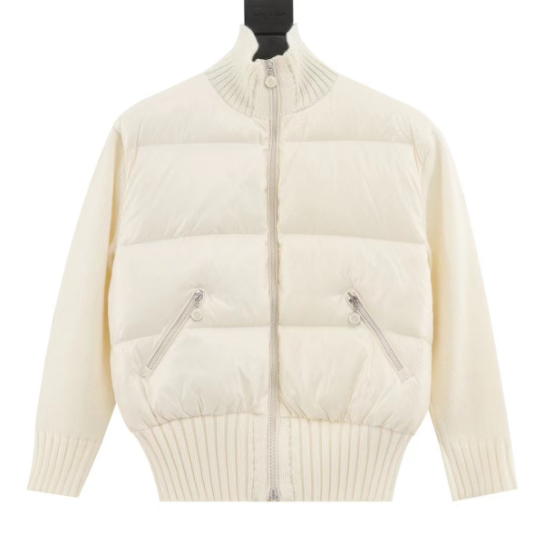 Moncler Filled Bomber Wool Down Jacket White Moncler Filled Bomber Wool Down Jacket White