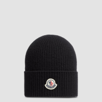 Moncler Cashmere & Wool Beanie Black Moncler Cashmere & Wool Beanie Black