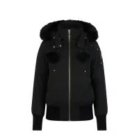 Moose Knuckles Black Jacket Black Wool Collar Moose Knuckles Black Jacket Black Wool Collar