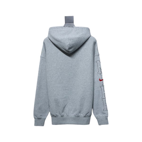NIKE x SUPREME Nike SUP joint arm embroidery hooded sweatshirt hoodie gray