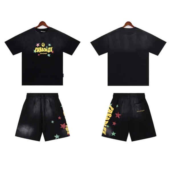 Palm Angels 'Paradise' Cotton T-shirt & Shorts Set Black