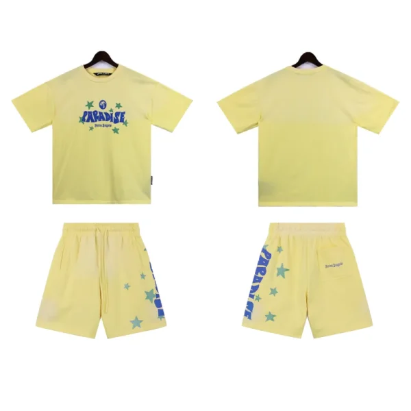 Palm Angels 'Paradise' Cotton T-shirt & Shorts Set Yellow