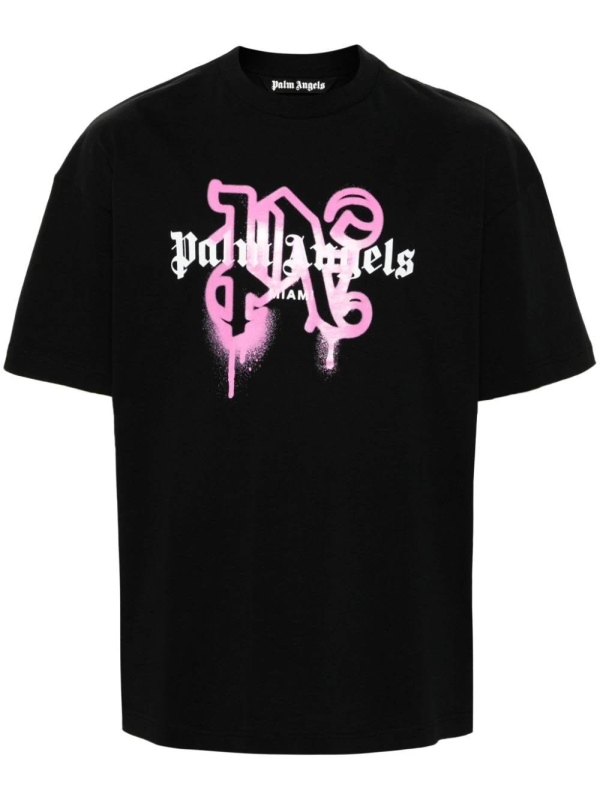 Palm Angels Miami Monogram Spray-print T-shirt