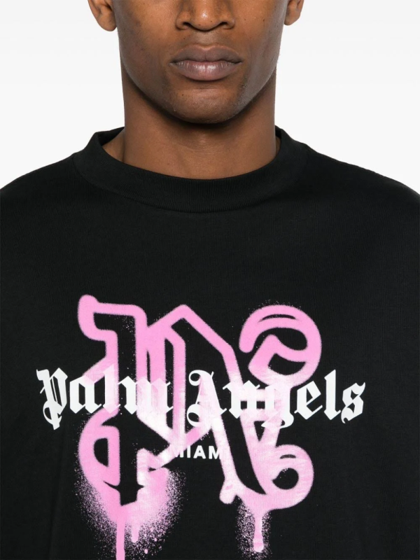 Palm Angels Miami Monogram Spray-print T-shirt