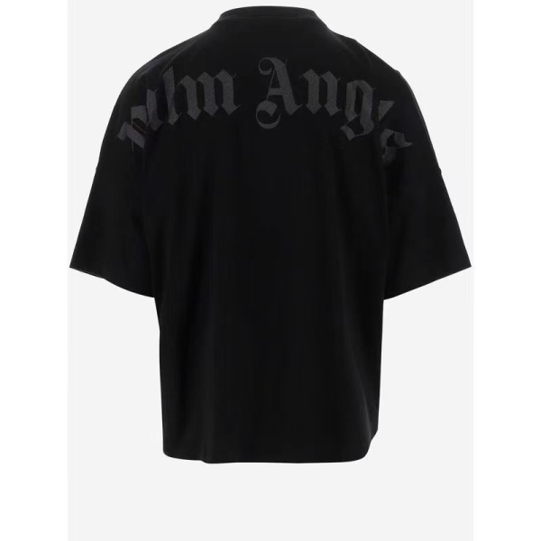 Palm Angels Oversize glittered logo cotton t-shirt