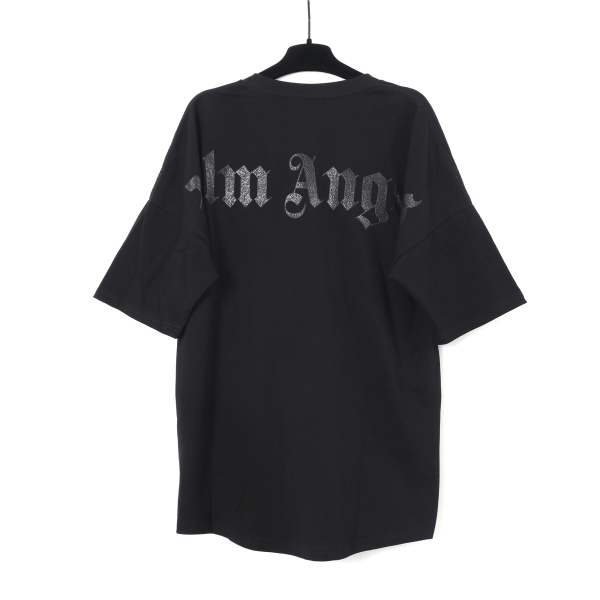 Palm Angels Oversize glittered logo cotton t-shirt