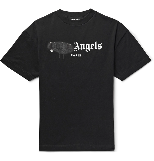 Palm Angels Paris Sprayed Logo T-Shirt 'Black/Black'
