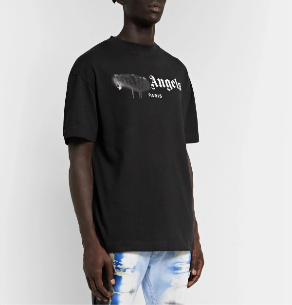 Palm Angels Paris Sprayed Logo T-Shirt 'Black/Black'