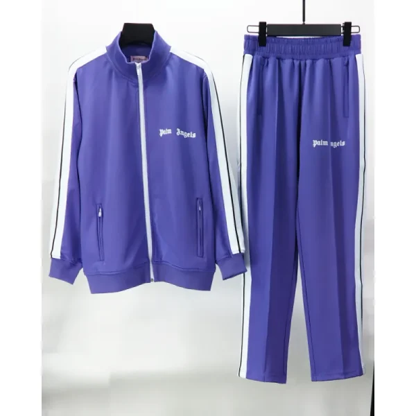 Palm Angels Zip-Up Classic Track Jacket & Pants Set Dark Purple Palm Angels Zip-Up Classic Track Jacket & Pants Set Dark Purple