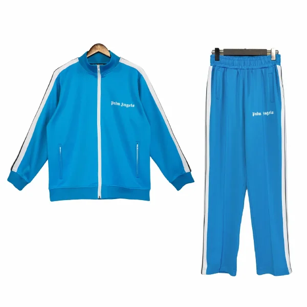 Palm Angels Zip-Up Classic Track Jacket & Pants Set Lake Blue Palm Angels Zip-Up Classic Track Jacket & Pants Set Lake Blue