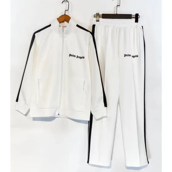 Palm Angels Zip-Up Classic Track Jacket & Pants Set White Palm Angels Zip-Up Classic Track Jacket & Pants Set White