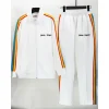 Palm Angels Zip-Up Striped Rainbow Classic Track Jacket & Pants Set White Palm Angels Zip-Up Striped Rainbow Classic Track Jacket & Pants Set White