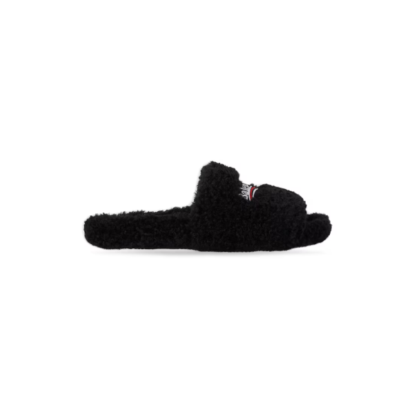 Balenciaga Furry Slides Black Label