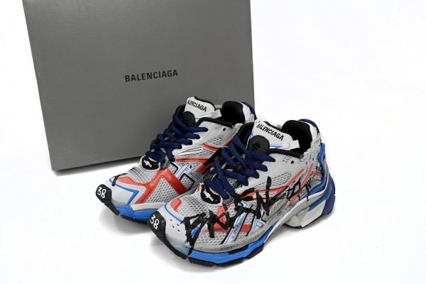 PK God Batch Balenciaga Runner White And Blue Printing 677402 W3RB6 1264