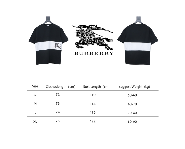 pk_god_batch_burberry_black_and_white_striped_horse_print_short_sleeves_1C1FF9A6DA013 PK God Batch Burberry Black and white striped horse print short sleeves