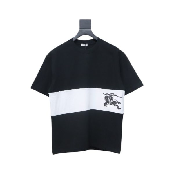 PK God Batch Burberry Black and white striped horse print short sleeves PK God Batch Burberry Black and white striped horse print short sleeves