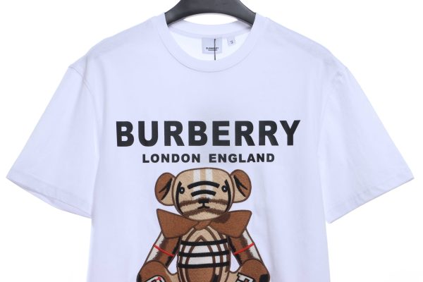 pk_god_batch_burberry_logo_embroidered_teddy_bear_short_sleeves_white_1BF82F3424A16 PK God Batch Burberry logo embroidered teddy bear short sleeves white
