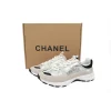 PK God Batch Chanel Interlocking CC Logo Laminated Calfskin & Suede Calfskin Sneakers Light Gold, Light Gray & Black