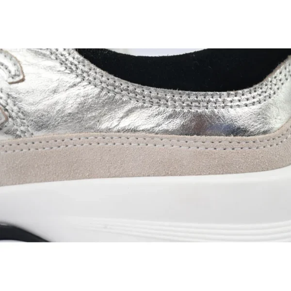 PK God Batch Chanel Interlocking CC Logo Laminated Calfskin & Suede Calfskin Sneakers Light Gold, Light Gray & Black