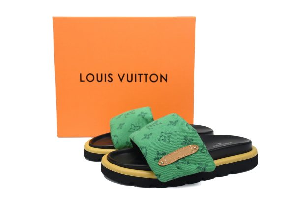 PK God Batch LOUIS VUITTON Pool Pillow Comfort Green denim with yellow label