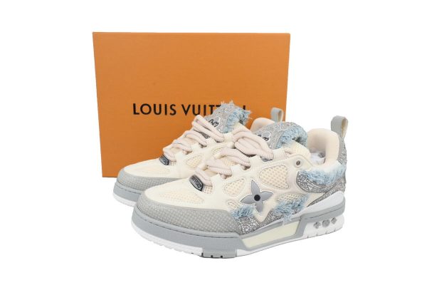 PK God Batch Louis Vuitton Skate Horse Hair Gray White Diamond