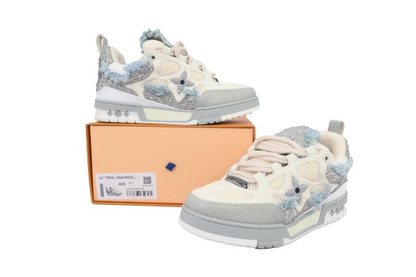 PK God Batch Louis Vuitton Skate Horse Hair Gray White Diamond