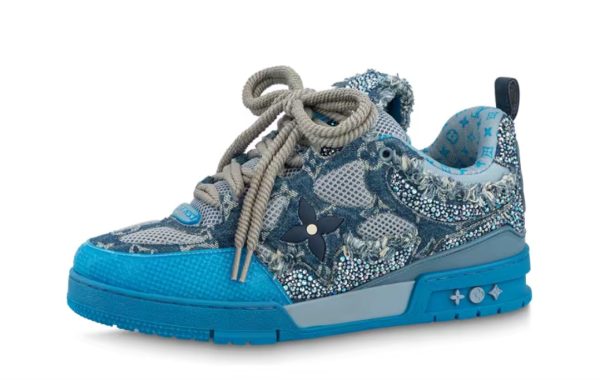 PK God Batch Louis Vuitton Skate Trainer Blue Swarovski Monogram