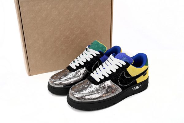 PK God Batch LOUIS VUITTON x Nike Air Force 1 Silver Yellow 1A9VCH