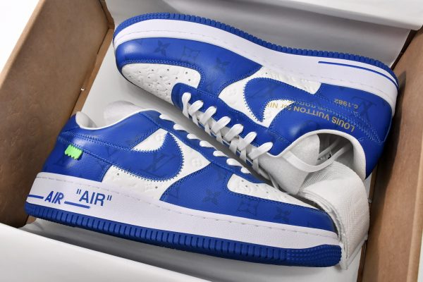 PK God Batch LOUIS VUITTON x Nike Air Force 1 White Blue 7108-5