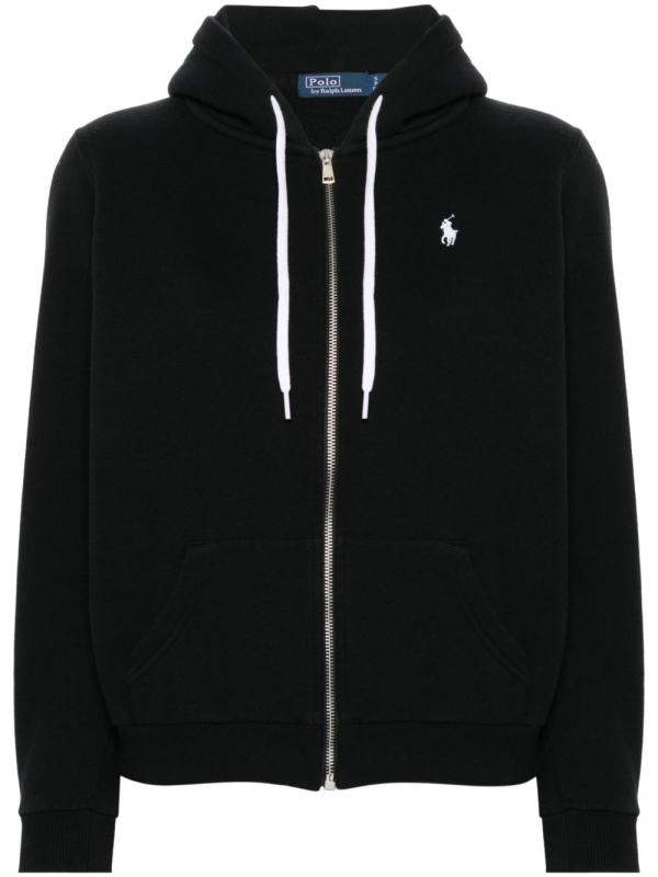 Polo Ralph Lauren Men's Double Knit Full-Zip Hoodie Sweatshirt Black and White