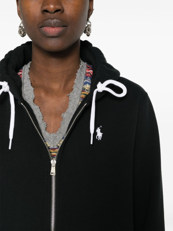 Polo Ralph Lauren Men's Double Knit Full-Zip Hoodie Sweatshirt Black and White