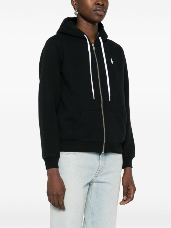 Polo Ralph Lauren Men's Double Knit Full-Zip Hoodie Sweatshirt Black and White