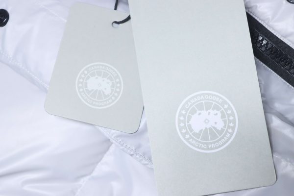 Canada goose  Short Large Plaid Puff Down Jacket White