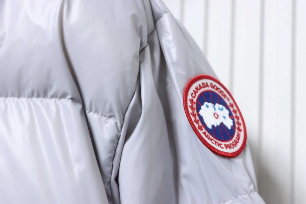 Canada goose  Short Large Plaid Puff Down Jacket White