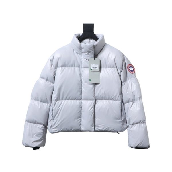 Canada goose  Short Large Plaid Puff Down Jacket White