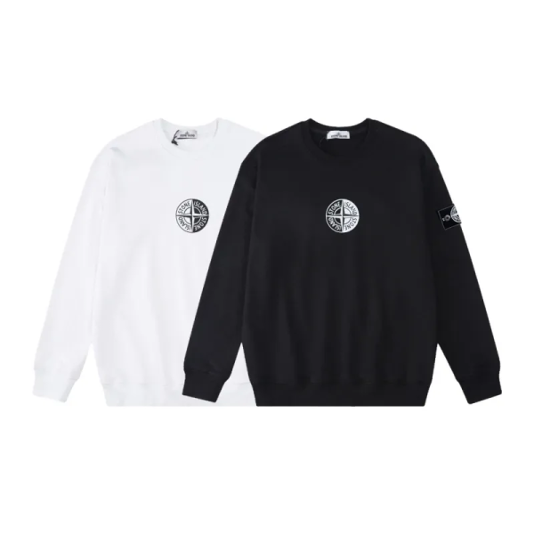 Stone Island Sweatshirt Black White pk01 Stone Island Sweatshirt Black White pk01