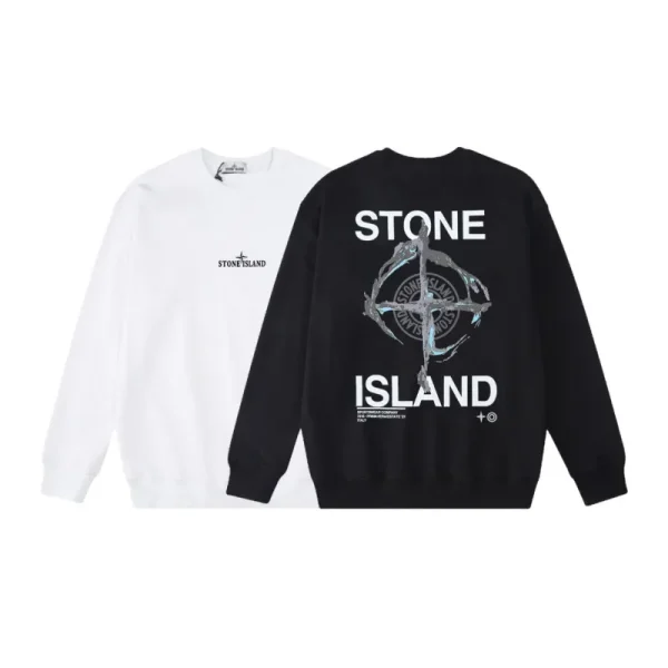 Stone Island Sweatshirt Black White pk02 Stone Island Sweatshirt Black White pk02