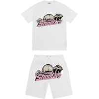 Trapstar Shooters Chenille Short Set White/Pink Trapstar Shooters Chenille Short Set White/Pink