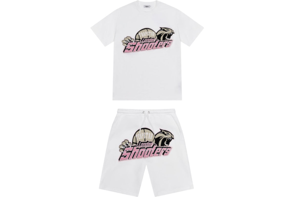 Trapstar Shooters Chenille Short Set White/Pink Trapstar Shooters Chenille Short Set White/Pink